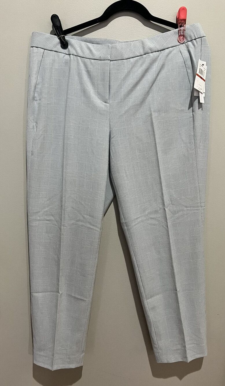 NWT Nordstrom Amanda + Chelsea Blue Plaid Patterned Lightweight Dress Pants 16
